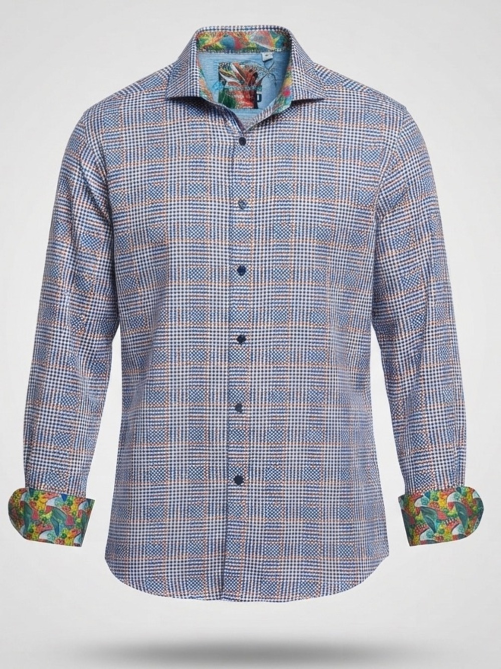 Robert Graham Cotton Sierra Classic Fit 2XL Geo Tropical Button Down Shirt Blue